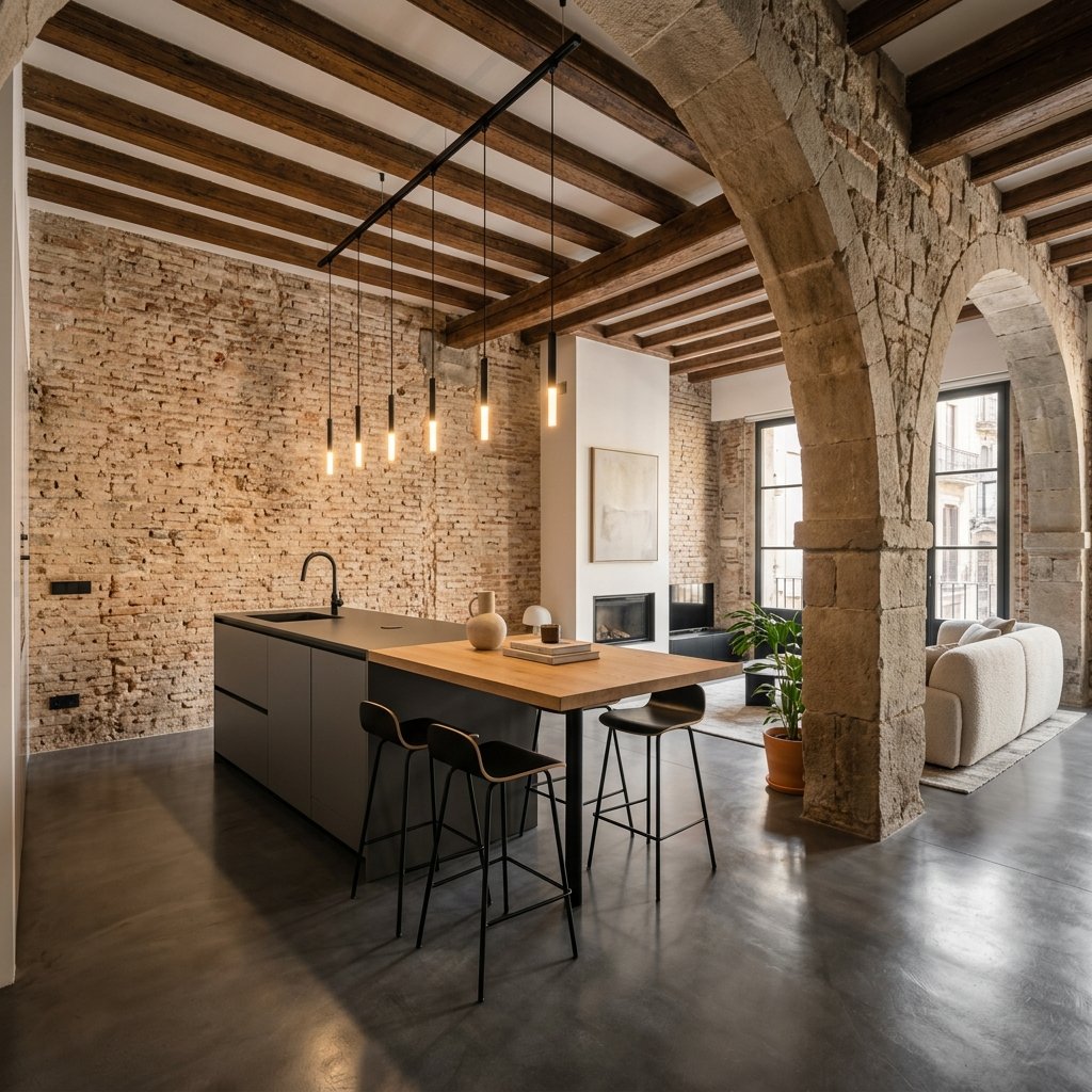 Interior de vivienda rehabilitada en edificio histórico de Alcalá de Henares