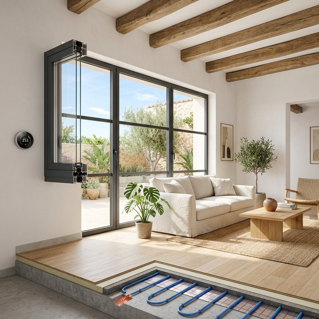 Interior de vivienda reformada con ventanas de alta eficiencia energética