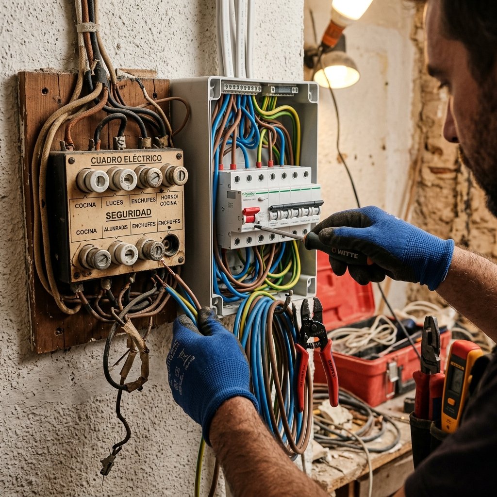 Cambio de instalación eléctrica en piso antiguo durante reforma en Alcalá