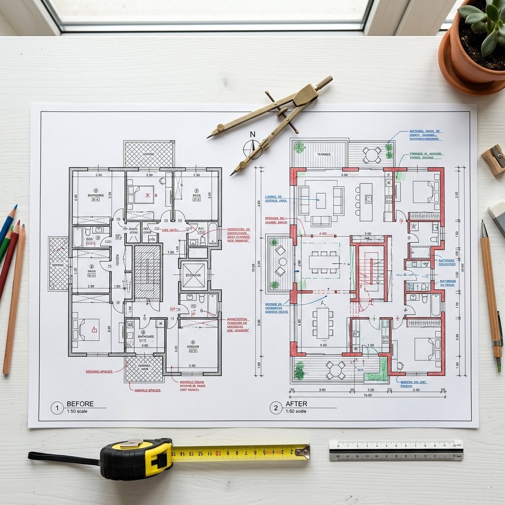 Planos de reforma de ático con proyecto de arquitecto