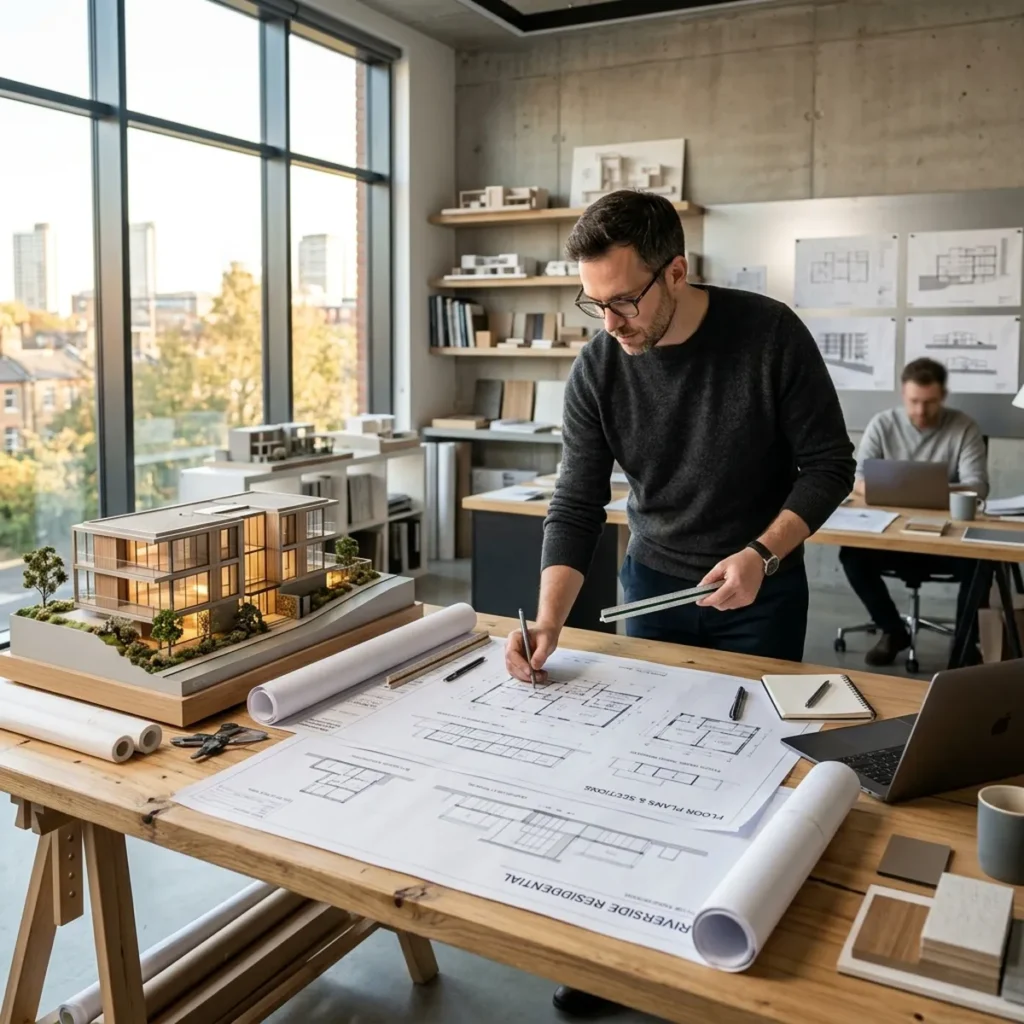 Arquitecto revisando proyecto de reforma en Alcalá de Henares